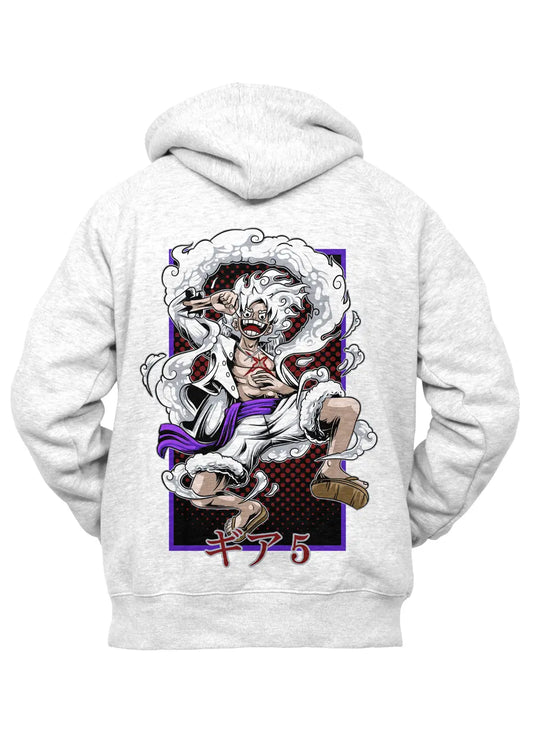 Felpa con Cappuccio Retro Monkey D Luffy Rubber Gear 5 One Piece Anime-0