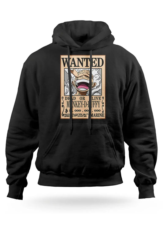 Felpa con Cappuccio Wanted Monkey D Luffy Rubber Gear 5 One Piece Anime-0